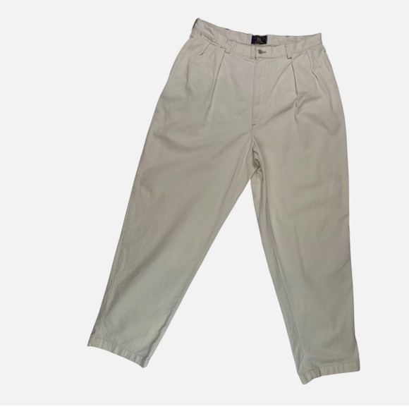 Vintage Ralph Lauren Double RL Pants 36x32 Khaki Pleated Made In USA 100% Cotton - Picture 6 of 7